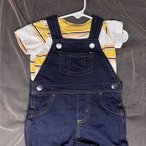Carter's Blue and Yellow Overalls with shirt set